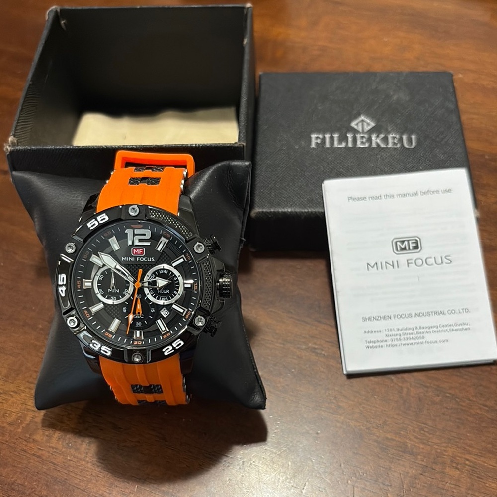 Mini Focus Filiekeu Brand Black and Orange Watch